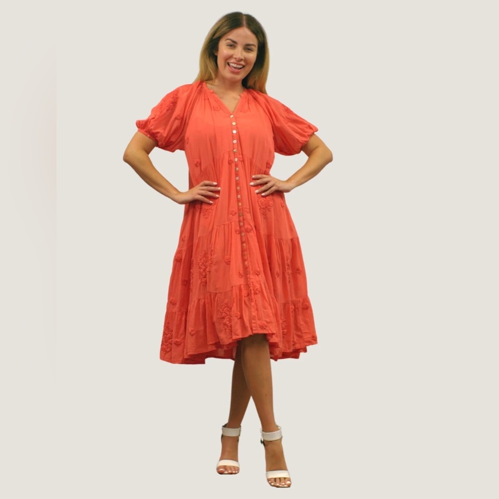 Kyla Seo Posie Dress (Calypso Coral)